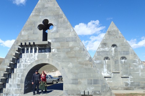 Albert and Jill at the Nagorno-Karabakh entrance monument